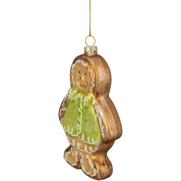 4.25-Inch Bronze and Brown Glass Gingerbread Christmas Ornament